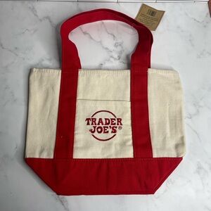 Trader Joe's Mini Canvas Tote - Red/Off White